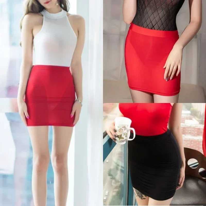 New High Wiast See Through Sexy Short Skirts White Black Wrap Long Skirt Tight Pencil Mini Skirt for Women Plus Size ClothingXJ241221