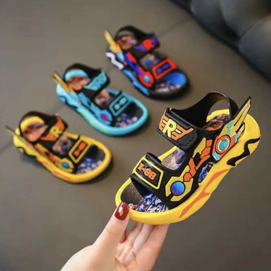 Sneakers Vibrant Anime-Inspired Open-Toe Sandals for Boys - Breathable Wear-Resistant and Comfortable for All Seasons - Perfect for Cas H241221