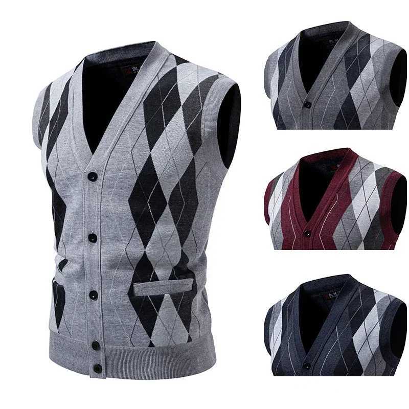 2025 Mens Knitted Cardigan Wool Vest Button Casual Warm Mens Knitted Sleeveness Mens ClothesXJ241221