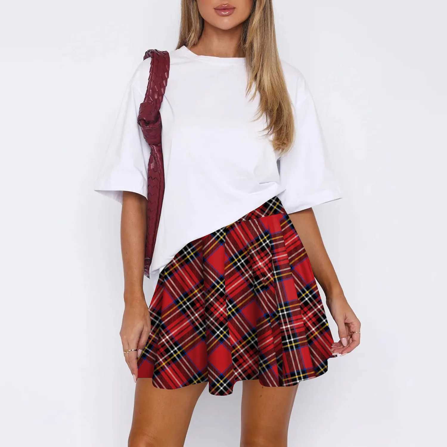 Retro Plaid Pleated Skirts Skirt Y2K Streetwear Vintage School Uniform A-Line Gym dent Short Skirt Girl Xmas Dress UpXJ241221
