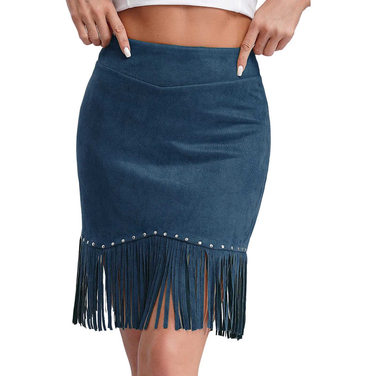 Womens Vintage Skirts Come Brown Cowboy Chic Hemline Fringe Outfits For Party Nightclub Photography Fe Daily StreetwearXJ241221
