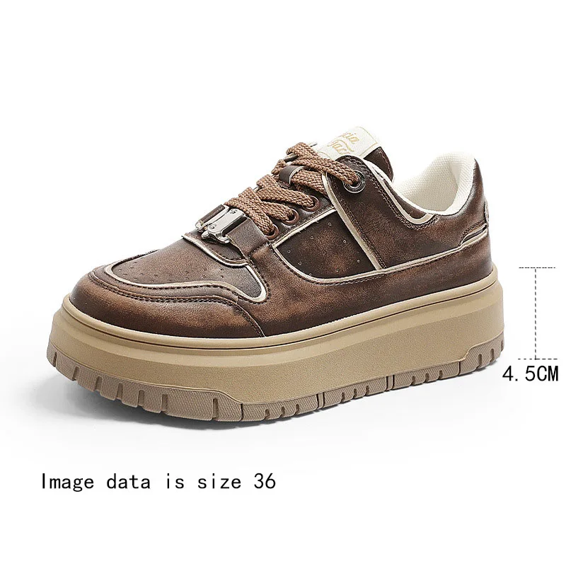 AIYUQI Women's Sneakers Shoes Thick Sole Fashion Retro Female Sneakers Flat Bottom Casual Shoes Women