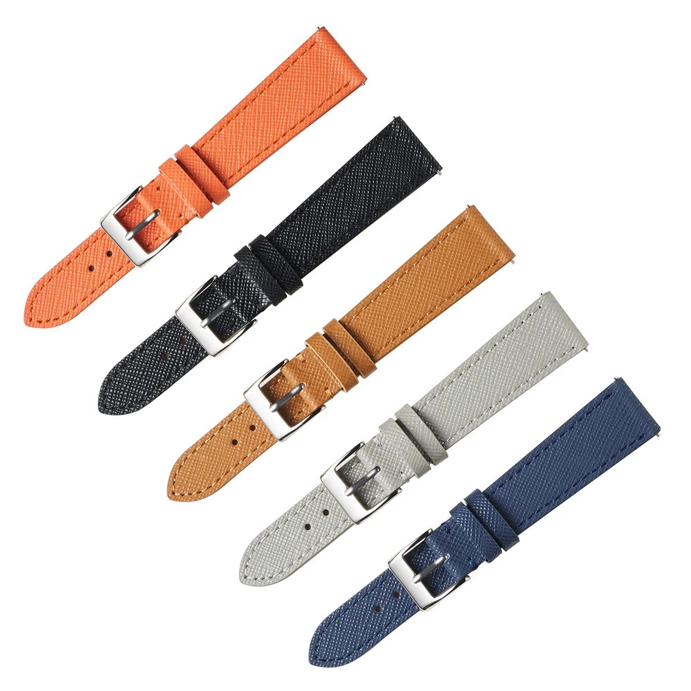Quick Release Tapered Saffiano Leather Watch Strap 18mm 20mm 22mm Slim Watch Bands For Men Women Replacement Watchbands 241220