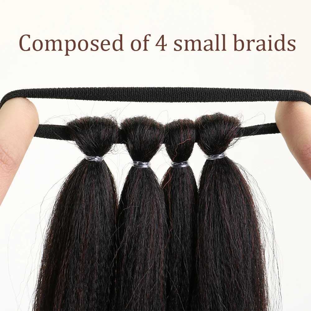 Ponytail Extensions Synthetic Wrap Around Ponytail With Rubber Band Hair Ring DIY 26 Inch Ombre Black Brown GreyXJ241221