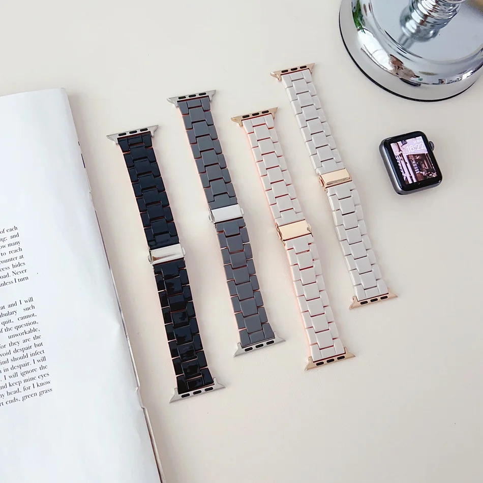 Resin Strap For Watch Series 9 8 7 6 SE 5 4 3 45/44/42/41/40/38mm Fashion Print Band Hard Bracelet For iWatch ULtra 2 49mm 241220