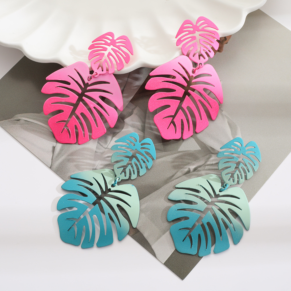 Geometric Style Women's Earrings with Multi-Color Spray Painting - Designer Drop Dangles Wholesale Available