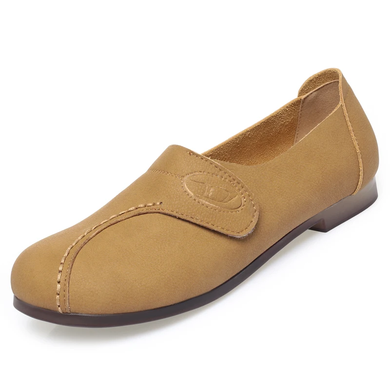 AIYUQI Women's Casual Shoes Spring Genuine Leather Women's Shoes Mom Large Size Vintage Round Toe Ladies Shoes