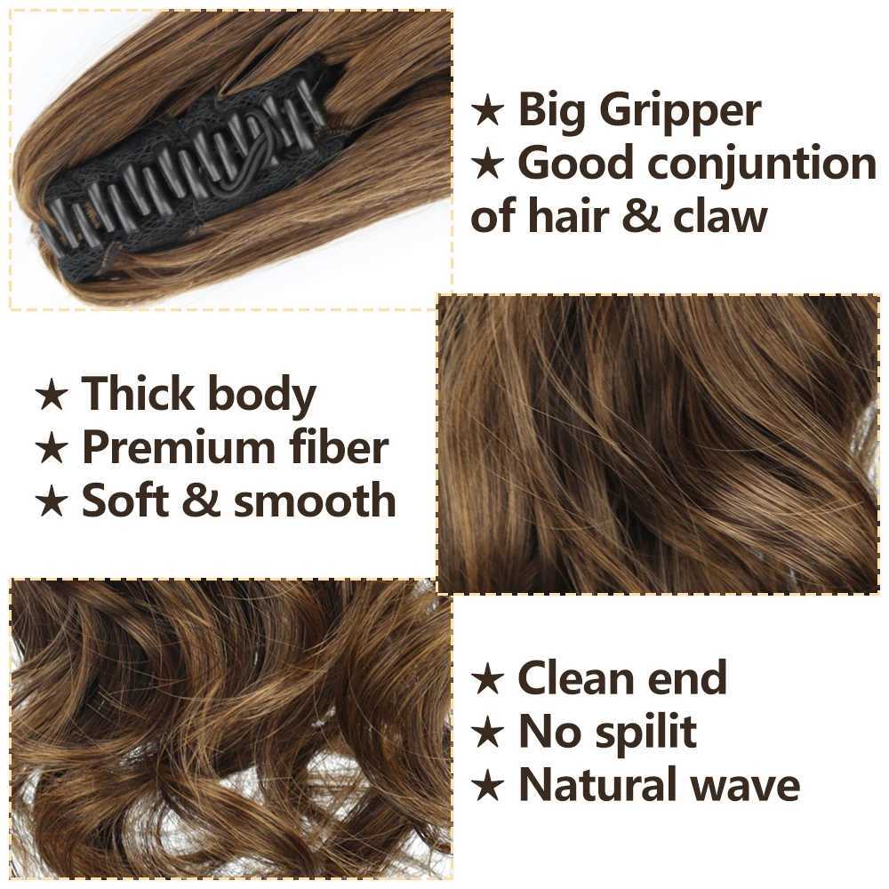 Synthetic 24Inch Long Wavy Claw Clip On Ponytail Hair Extension Blonde Ponytail Extension For Women Pony Tail Hair HairpieceXJ241221