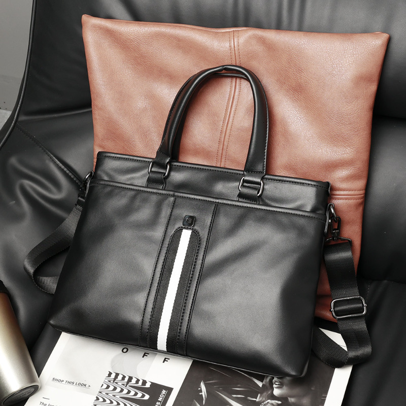 Fashion Striped Men's Top-Handle Business Handbag Multifunction Shoulder Messenger Men Briefcase 15 Inch Laptop Bag