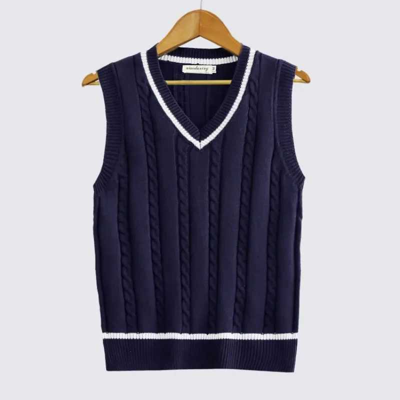 Striped White Knitted Sweaters for Men Blue Sleeveless Man Clothes V Neck Vest Red Waistcoat Jumpers Sweat-shirt Cigaret CottonXJ241221