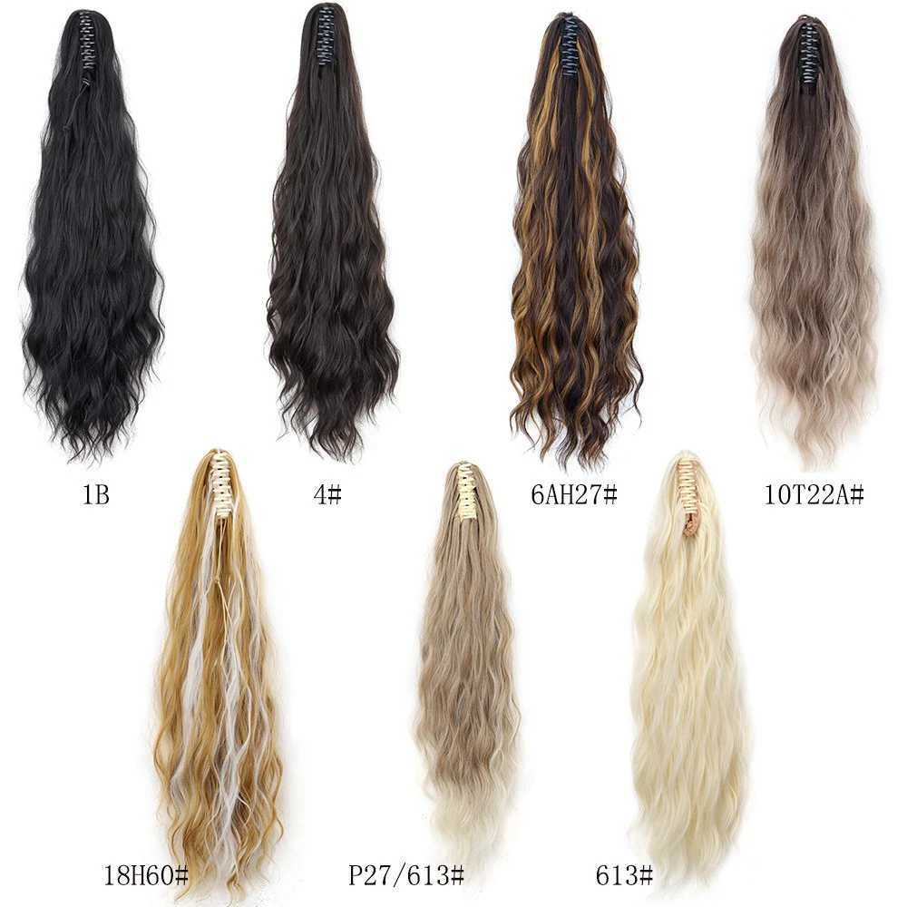 H STAR Synthetic 26Inch Long Wavy Curly Ponytail Claw Clip in Hair Extension Bouncy Curls Coloer Hairpiece for WomenXJ241221