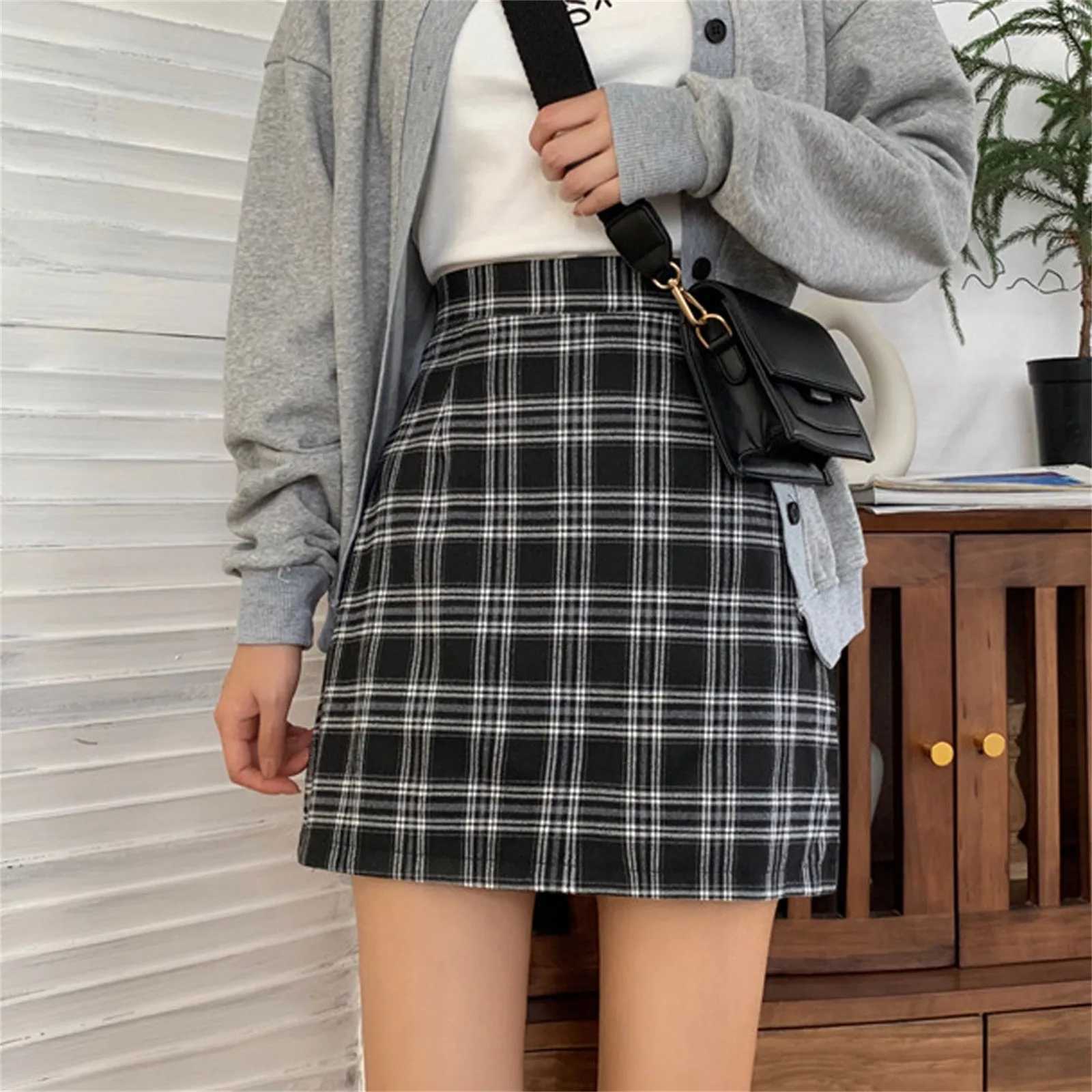 Fashion Women Plaid Printed Skirt Strap Elastic Ladies Slim Short Skirts for Women Womens Skirt Skirts for Women TrendyXJ241221