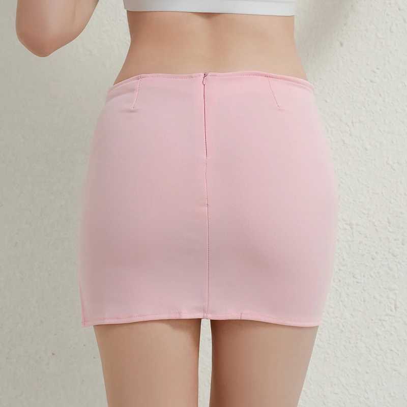 Skirts Womens Summer Skirts Front Split Package Hips Mini Skirt Retro Women High Waist Short A Line Skirts FaldasXJ241221
