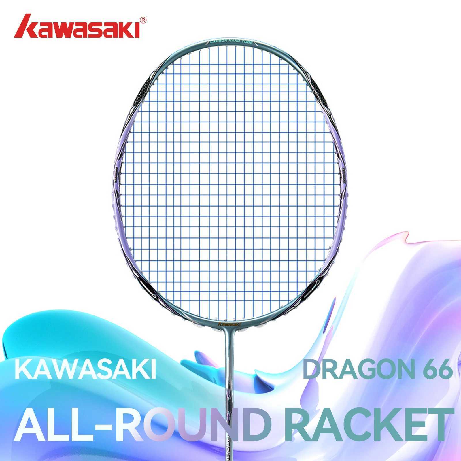 Kawasaki Badminton Racket Professional 5U ultra light carbon fiber Badminton Rackets Dragon 66 with covered shell and Badminton gripW241221