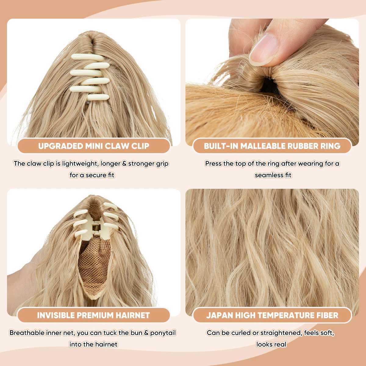 13Inch Premium Synthetic Curly Claw Clip In Ponytail Blonde Brown Short Hairpiece Fake Hair False Pigtail Hair Extensions P064XJ241221