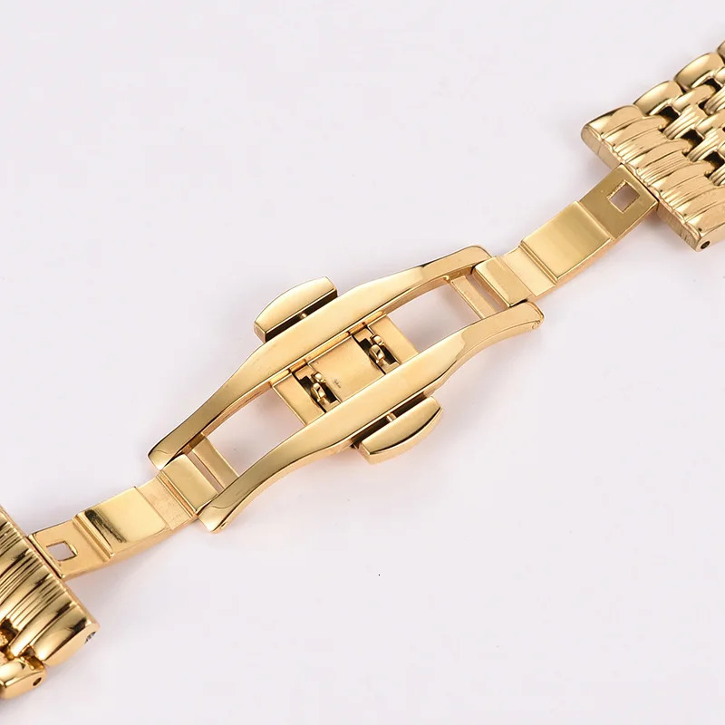 Stainless Steel Slim Watch Band Accessories 16mm 18mm 20mm 22mm Gold Silver Waterproof Butterfly Buckle Strap L4 241220