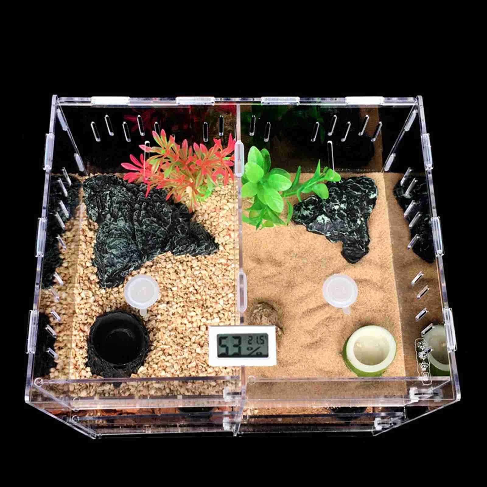Other Pet Supplies 4-grid acrylic pet reptile cage breeding box Terrarium lizard insect climbing spider snake jar transparent L240910