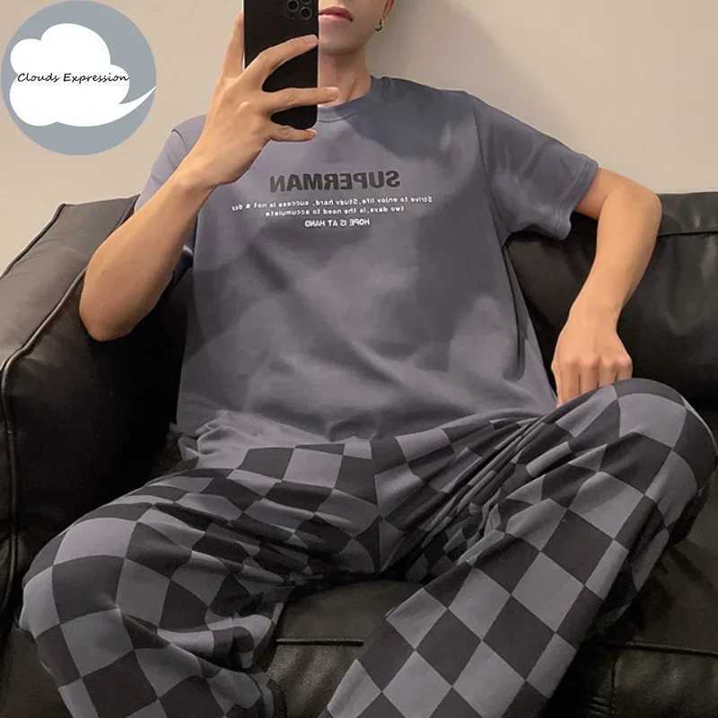 Summer Knitted Plain Cool Mens Pajamas Casual Pjs Lounge Set Mens Pajamas 3XL Pajamas Fashion W241221