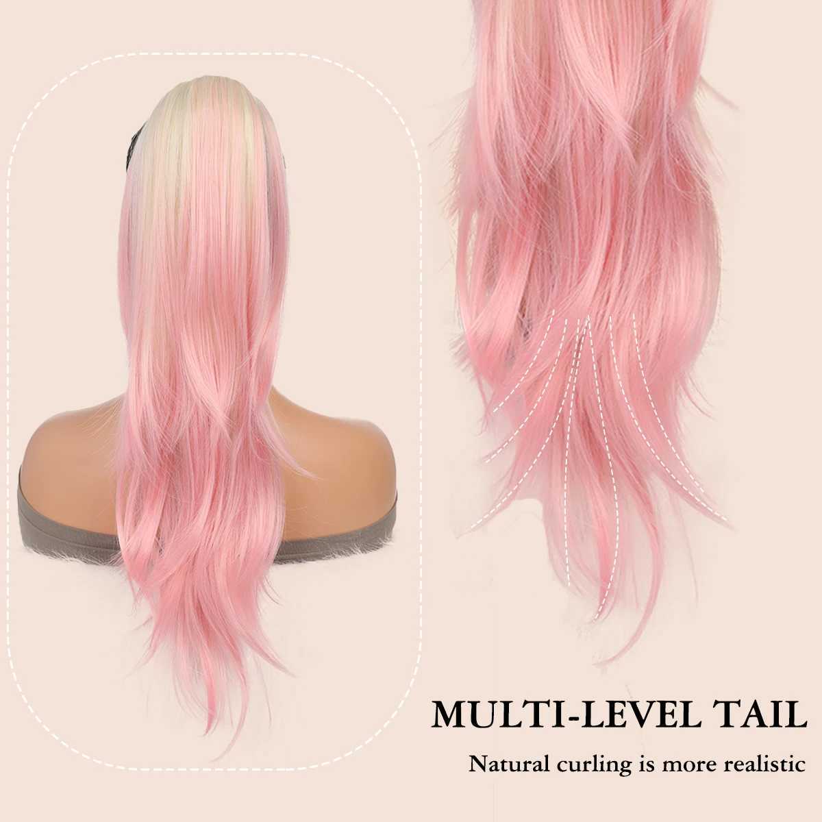 24-inch Natural Curly Synthetic Gradient Layered Ponytail For Womens Drawstring Ponytail Sanded On The PonytailXJ241221