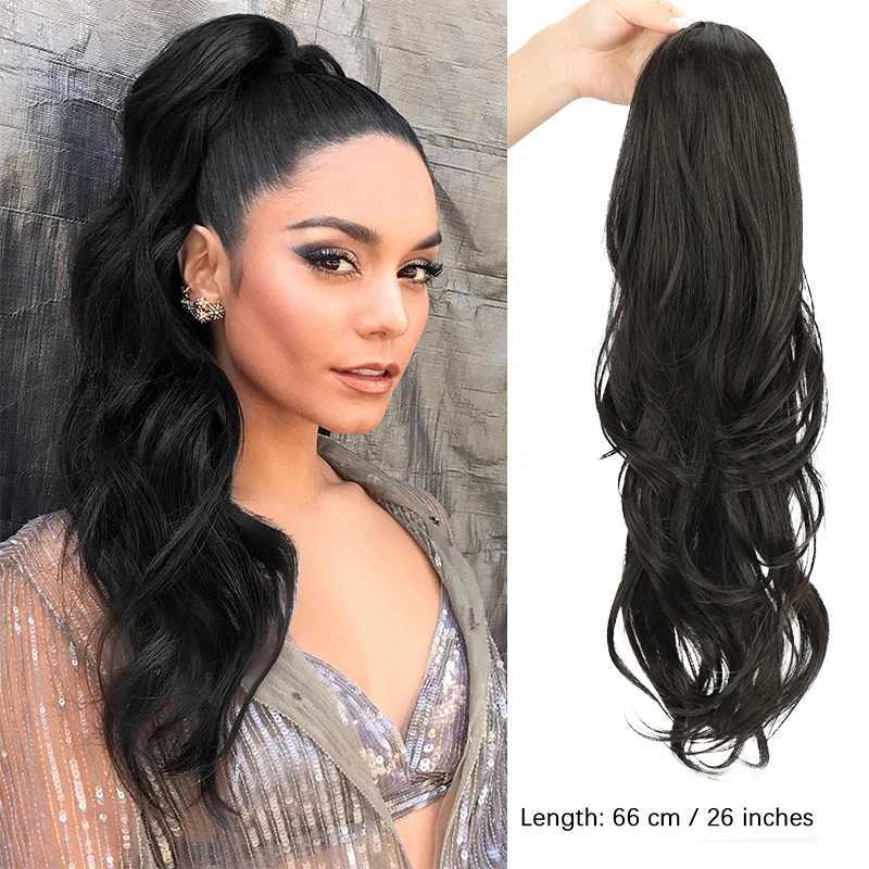 Synthetic Ponytail ExtensionDrawstring Ponytail Hair Extensions Black Long Curly Wave Ponytail For WomenXJ241221