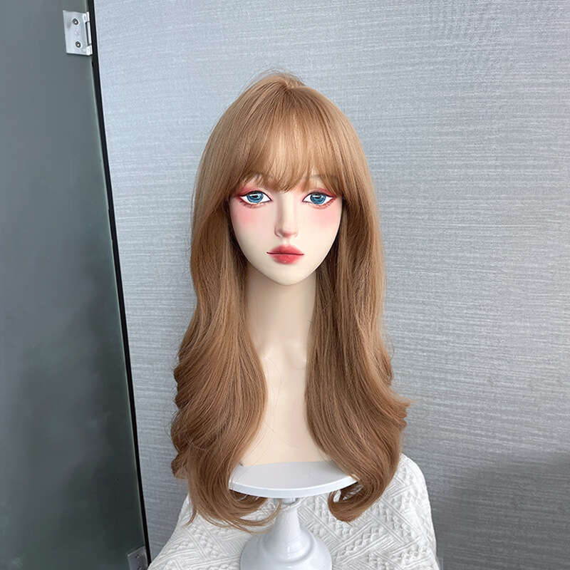 Wig Women's New Lazy Long Curly Hair, Upgraded Seam, Air Bangs, Large Wave Hair Cover