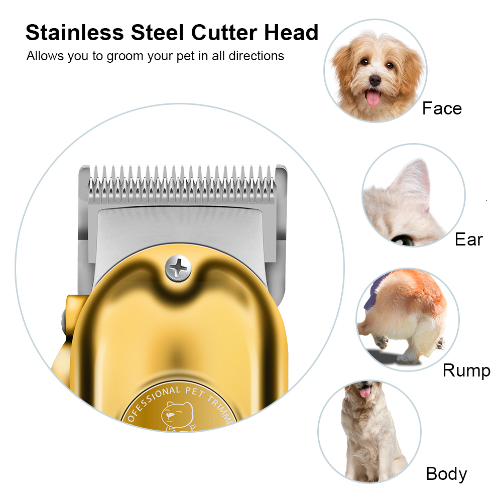 Professional Dog Hair Clipper All Metal Pet Trimmer Cat Shaver Rechargeable Cutting Hine Puppy Grooming Haircut Low Noice