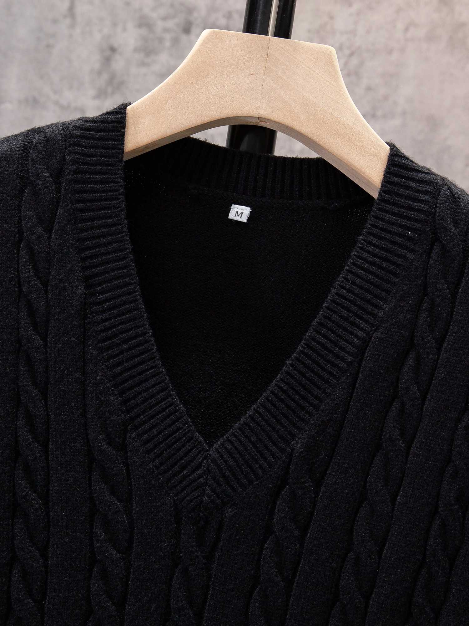 ShiSho original mens striped versatile home casual basic comfortable autumn winter warm V-neck knitted vest sweaterXJ241221