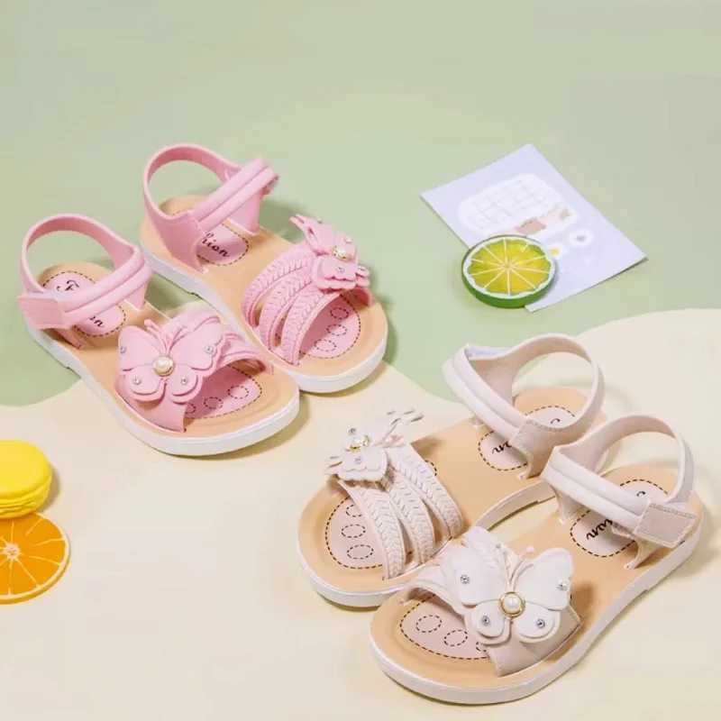 Sneakers 2024Girls Butterfly Hook And Loop Sandals Wear-resistant Non-Slip Comfy Dress Shoes Summer H241221