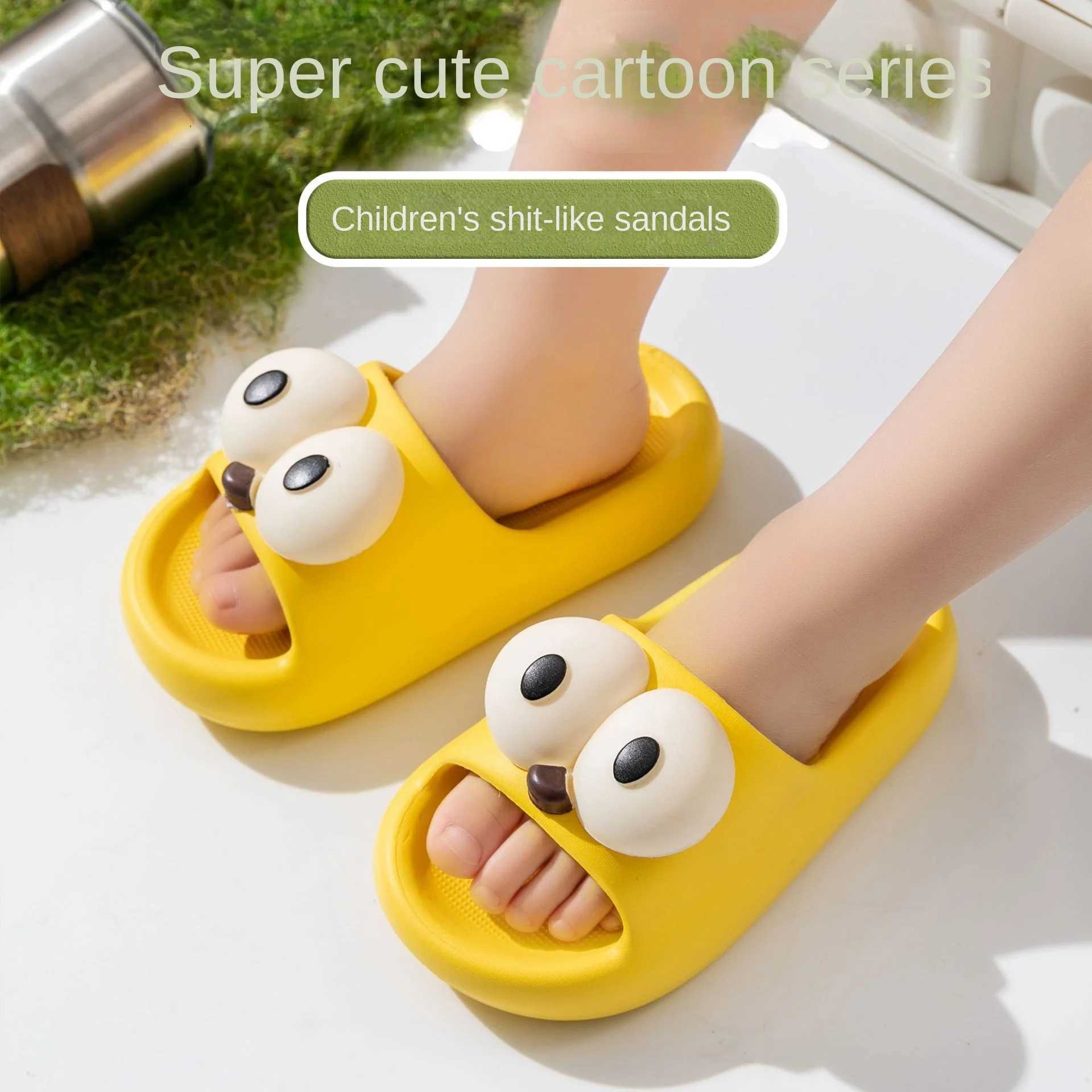 Slipper Summer Aged 1-5 Childrens Slippers Cute Cartoon Puppy Sandals For Boys Girl Flip Flops Non-Slip Toddler Home Kids Garden Shoes H241217