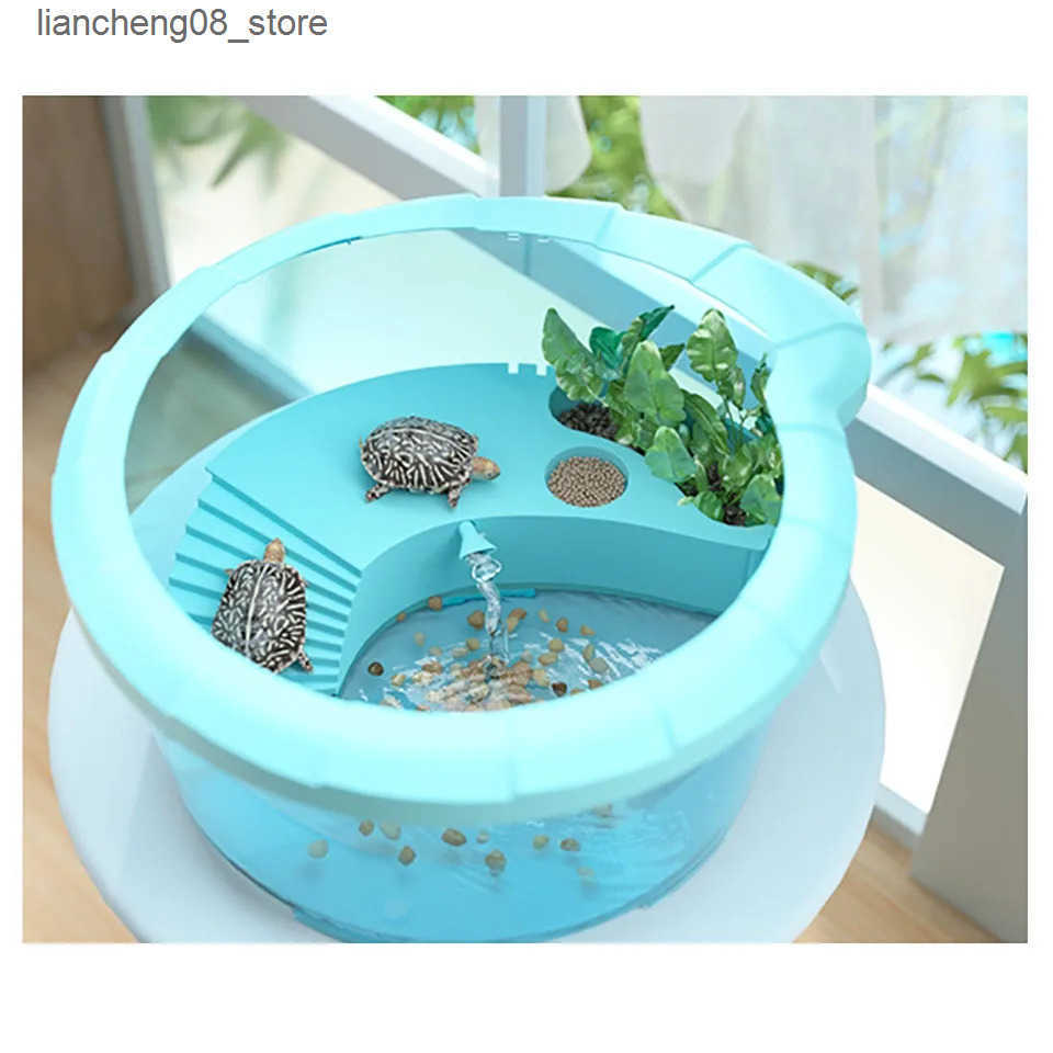 Other Pet Supplies A small aquarium with a turtle tank breeding box equipped with a drying platform and a climbing platform L240910