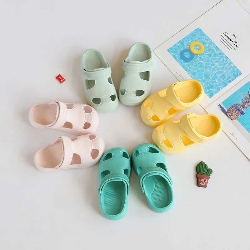 Sneakers New summer childrens shoes anti slip slider baby outdoor fashion hole beach sandals for girls and boys slider H241221