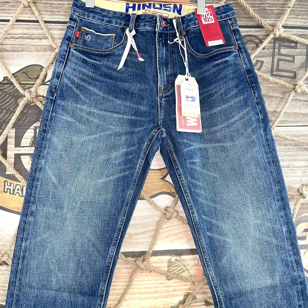 Autumn Winter Heavyweight Red Selvedge Stretch Denim Jeans for Men High Quality Vintage Straight Tapered Pants Y2k Youth Male 241220