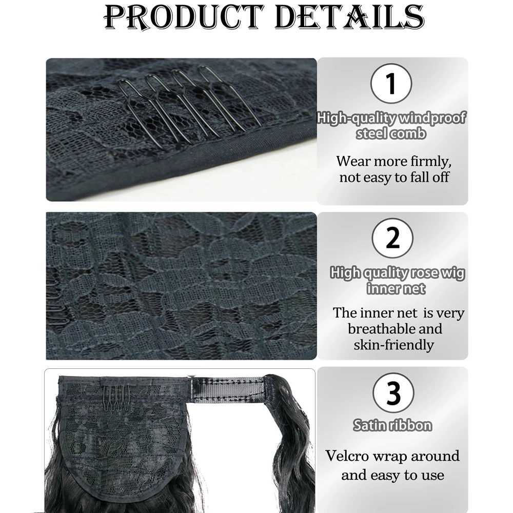 Synthetic Hair Ponytail Extension Hairpiece Clip In Wrap Around Ponytail Long Straight Black Blonde Brown HairstyleXJ241221