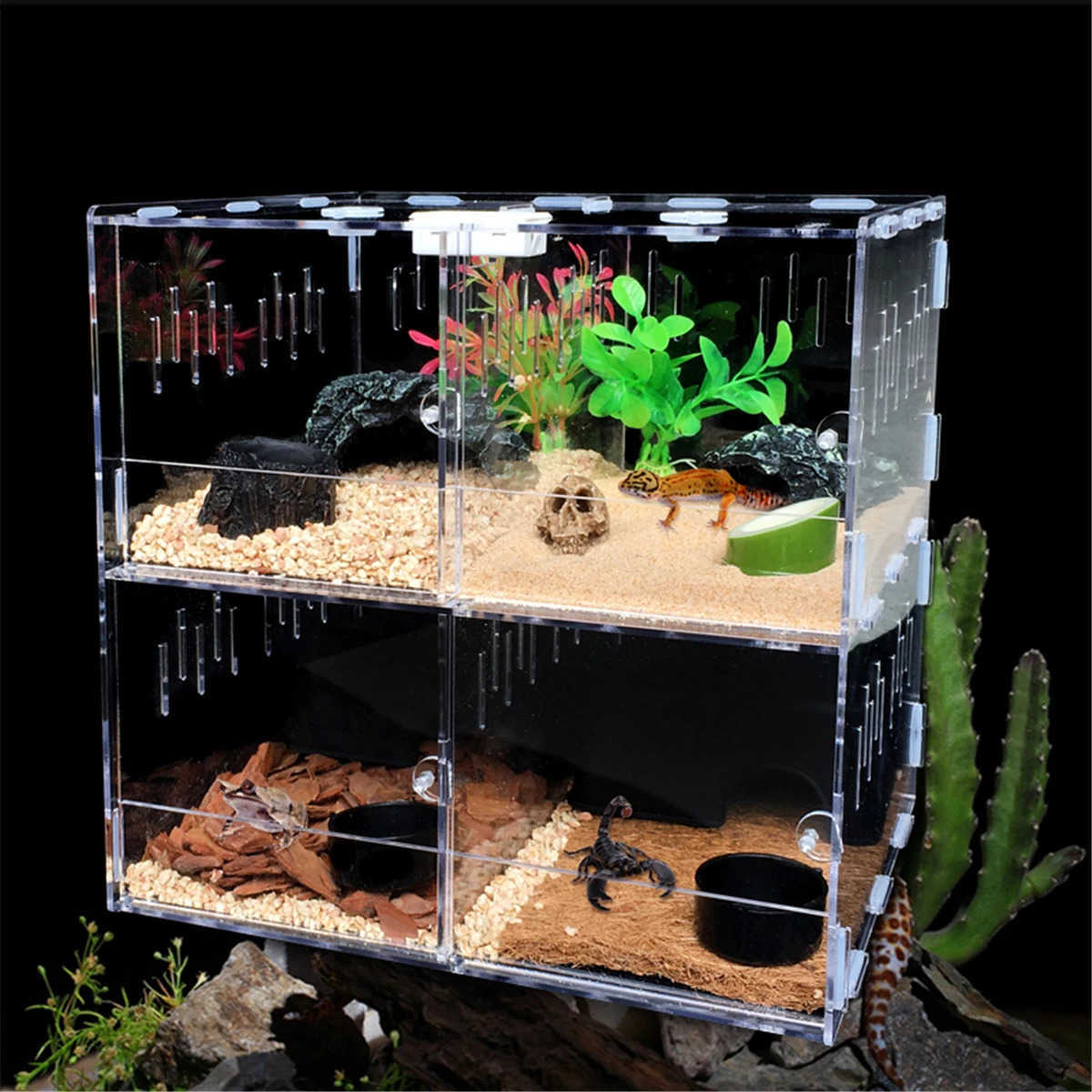 Other Pet Supplies Pet reptile tank acrylic Terrarium 4 mesh insect spider lizard breeding box Tortoise snake house cage reptile accessories L240910