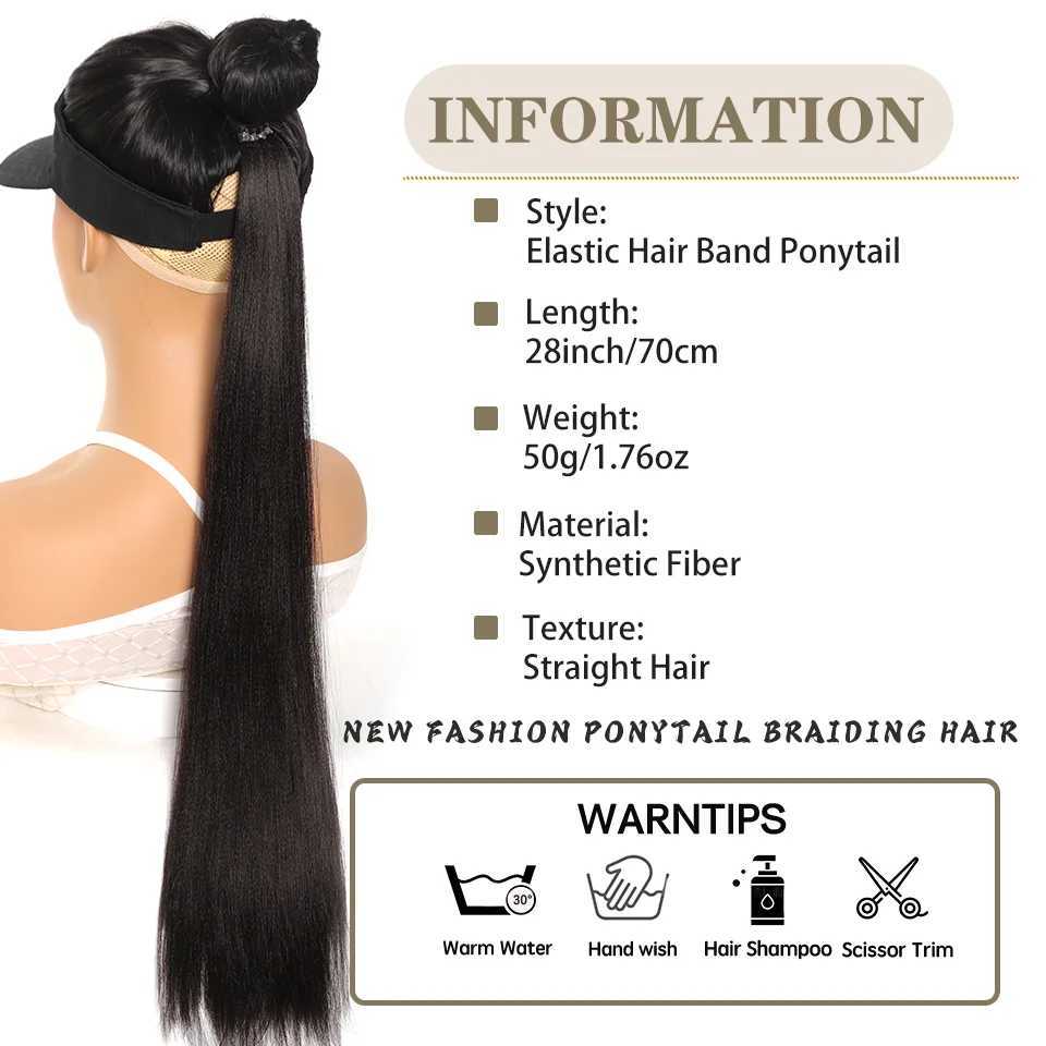 Ponytail Extensions Synthetic With Hair Tie Wrap Around Hair Braid Extensions Tail Rubber Band Hair Ring 28 Inch Ombre Braid DIYXJ241221