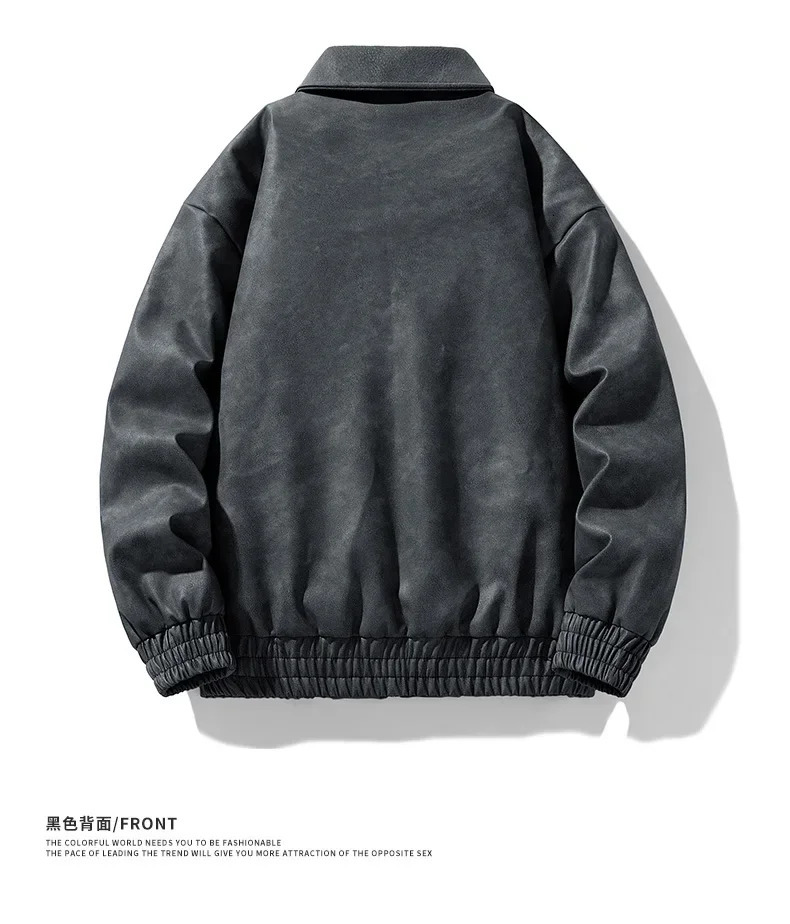 Vintage Plus Velvet PU Leather Jacket Men Casual Blazer Mens Slim Fleece Leather Jacket Streetwear Man Outerwear Leather Jackets 241216