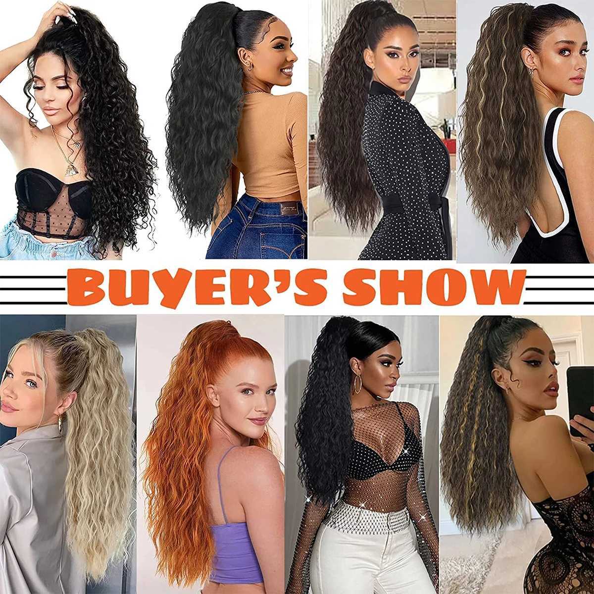 22 Inch Fluffy Long Corn Curly Ponytail Hair Extension for Clip in Ponytail Hair Extensions for Synthetic Clip Claw In PonytailXJ241221