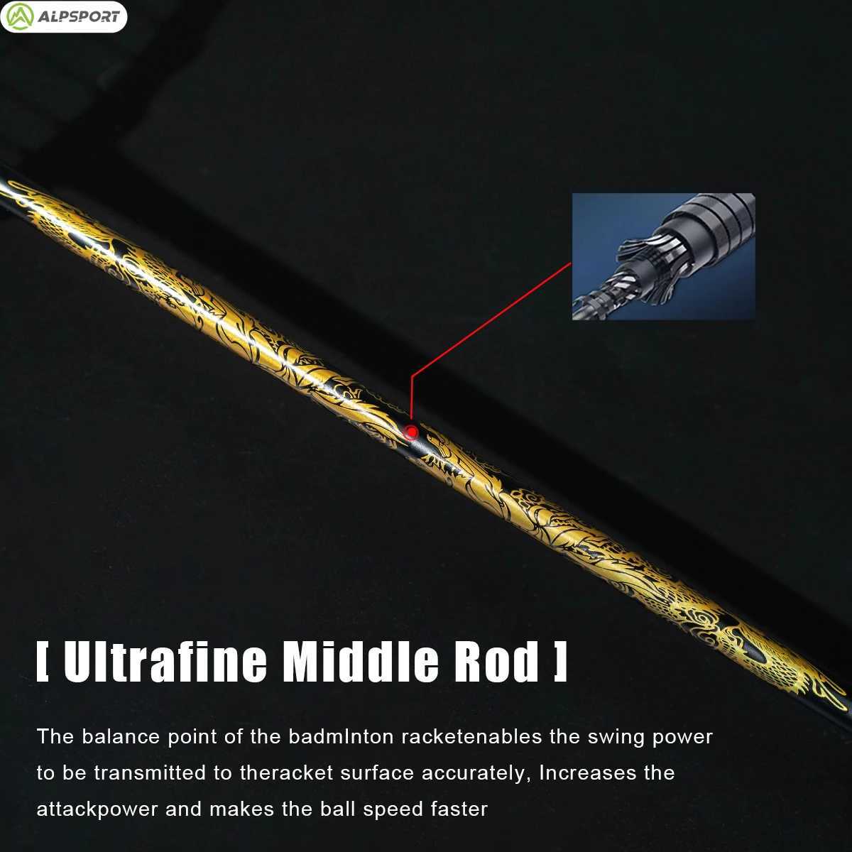 ALP GD 0U Badminton Racket 52g T800 Ultralight MAX 32lbs T800 Carbon Fiber including Badminton String and Badminton BagW241221