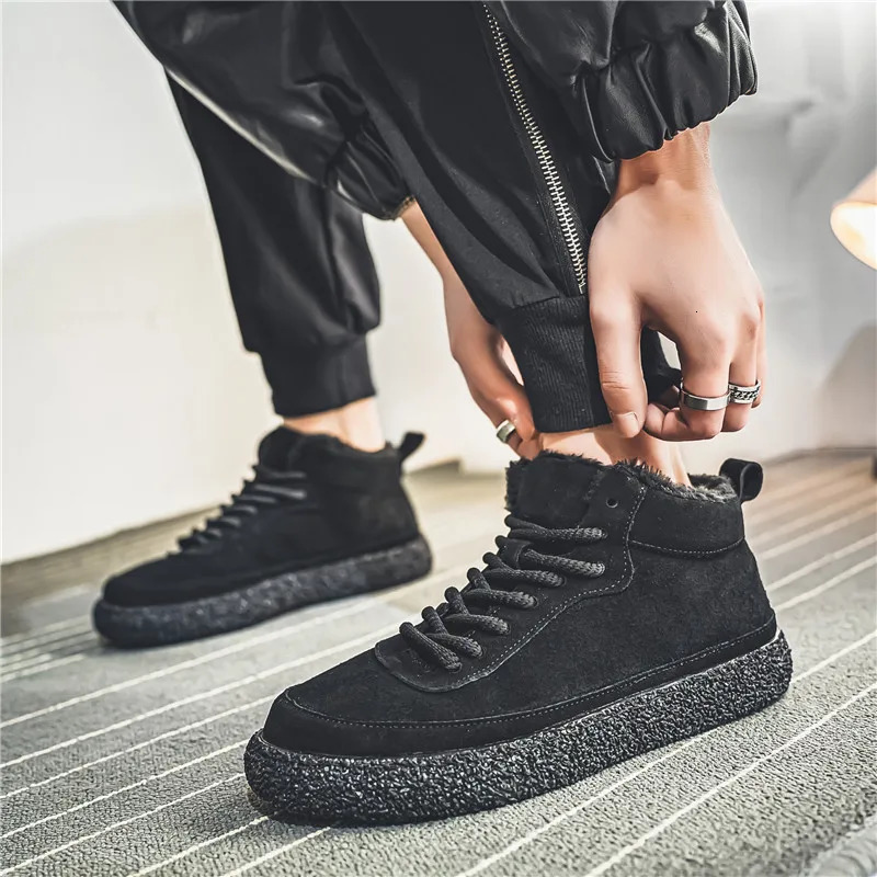 Winter mens sports shoes fur warm plush casual shoes mens skateboarding shoes platform sports shoes fashionable ing sports shoes 241213