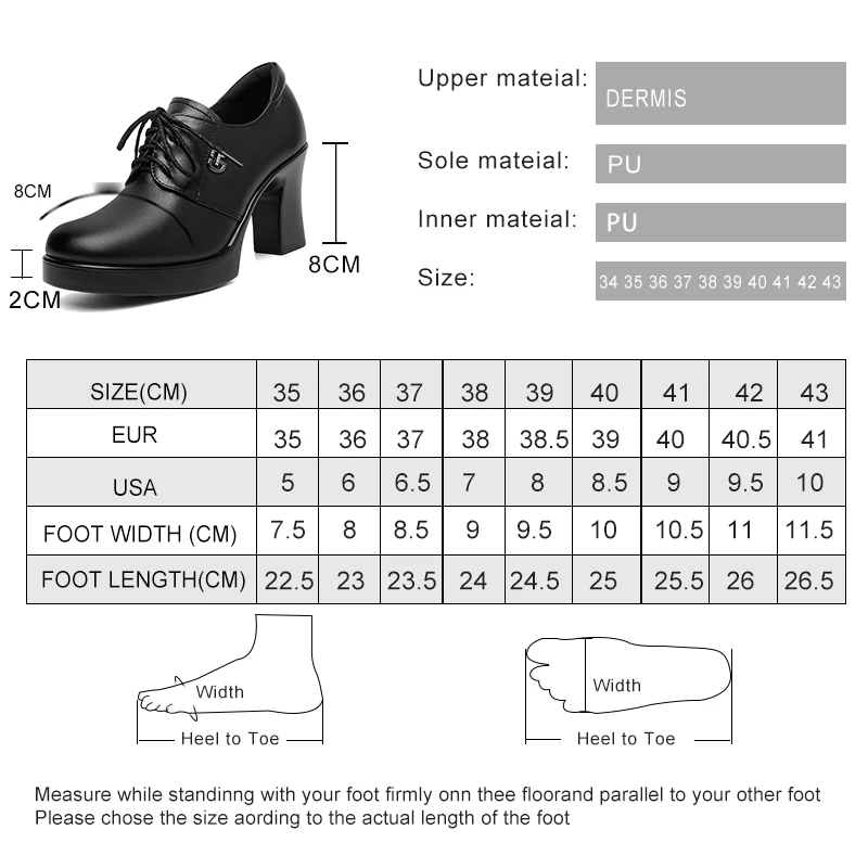 AIYUQI Women High Heels Shoes Fall Genuin Leather Plus Size Women Dress Shoes Lace-up Women Shoes