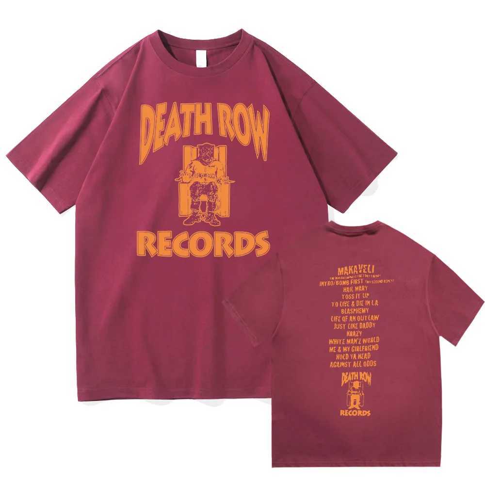 Men's T-Shirts Death Row Record Dr. Dre Tupac T-shirt Hip Hop Fashion Street Clothing T-shirt Q241220