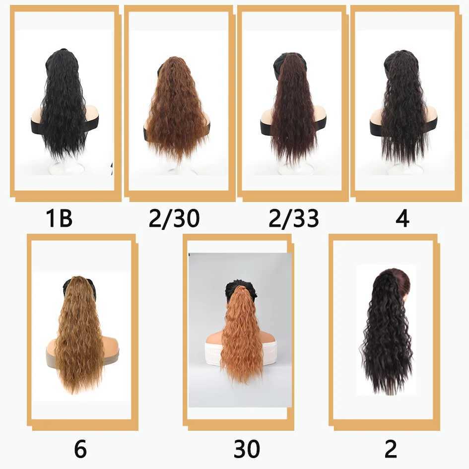 Allaosify synthetic high temperature silk 16 -30 corn beard ponytail long hair curly ponytailXJ241221