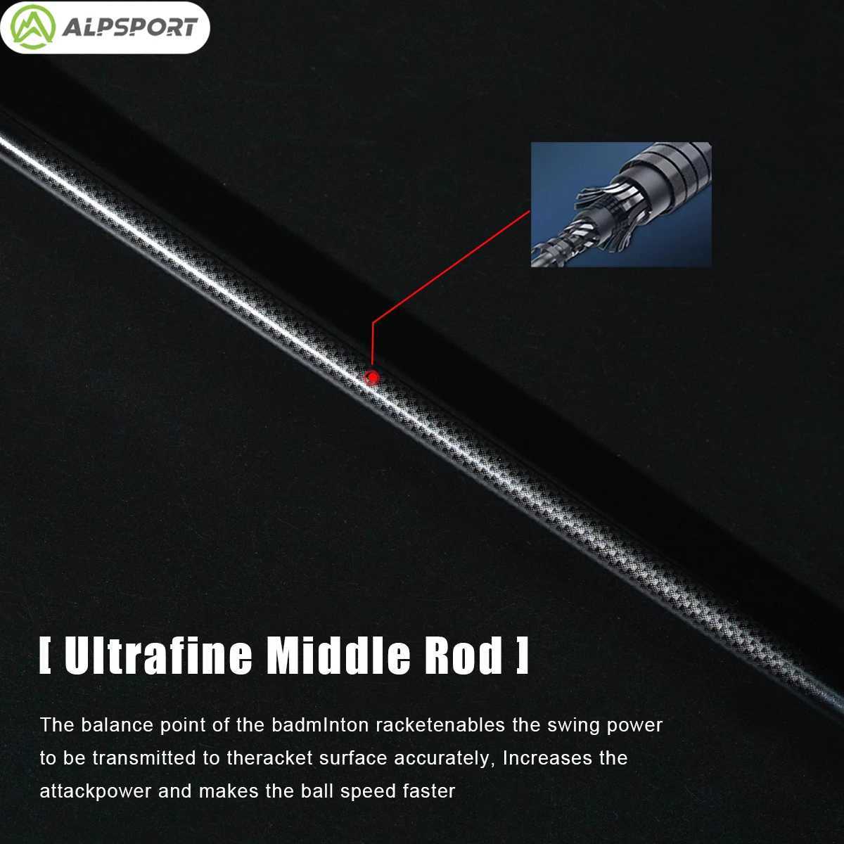 Alpsport XHP2.0 6U All Carbon Badminton Paddle MAX 30LBS Super Offensive Amateur Intermediate and AdvancedW241221