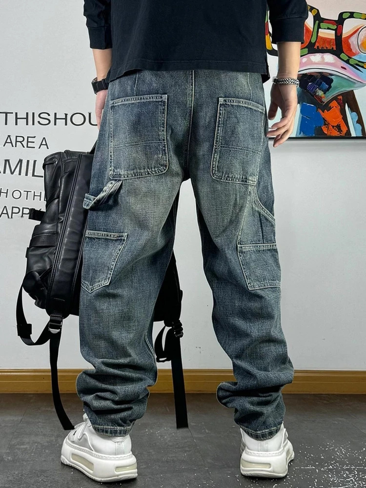 High Quality Ripped Patch Baggy Jeans Korean Fashion Loose MenS Clothing Streetwear Denim Cargo Men Pants Harajuku Trousers 241218