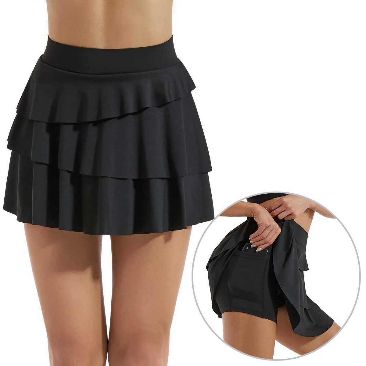 New In 2024 Womens High Waisted Tennis Skirt With Shorts Quick Drying Sports Short Fitness Running Train Skirt For WomanXJ241221
