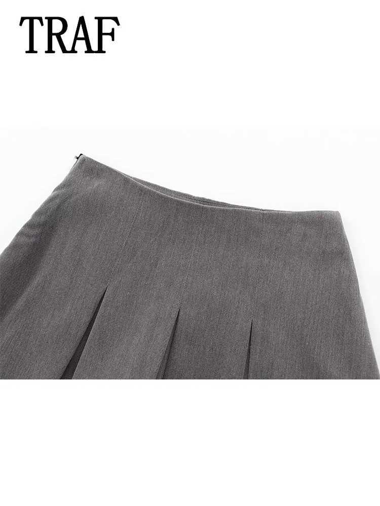 TR Women Pleats Short Skirts 2024 New Fashion Women Shorts Skirt Woman Mid-Waist Mini Skirts Casual Summer SkortXJ241221