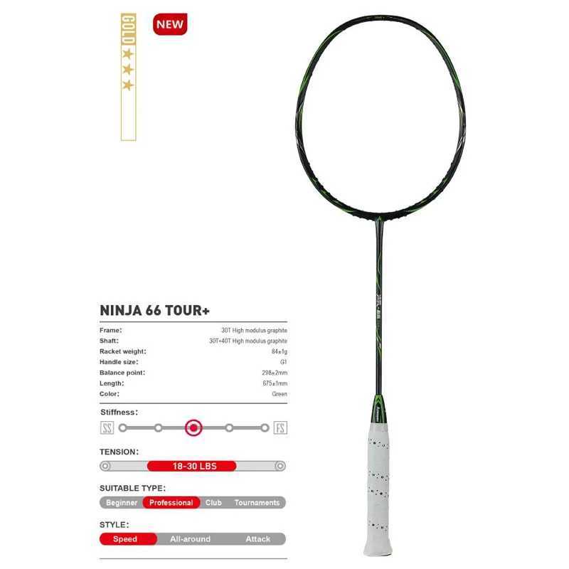 Kawasaki carbon fiber badminton racket Ninja 66 Pro tennis racket with free giftW241221