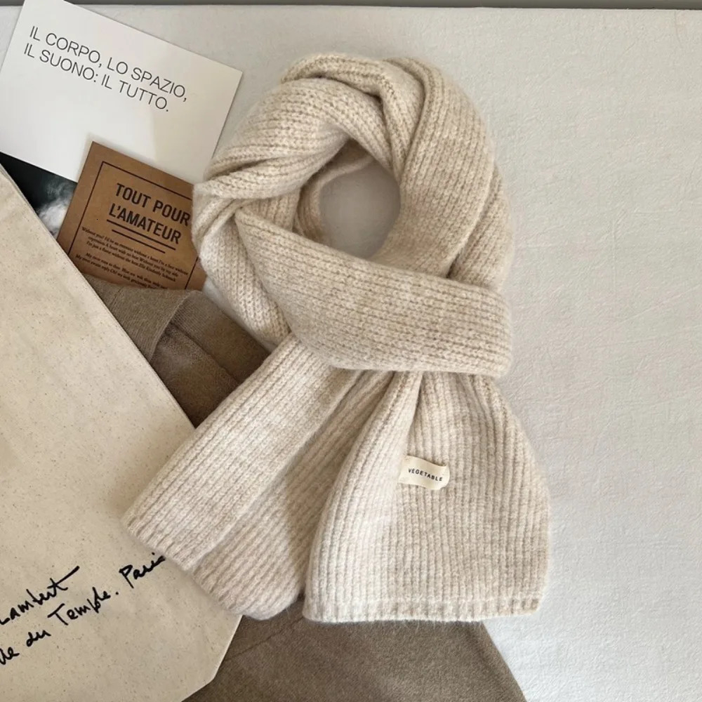 Korean Women Cashmere Scarves Lady Winter Thicken Warm Soft Pashmina Shawls Wraps Female Pure Color Knitted Long Scarf for Women 241220