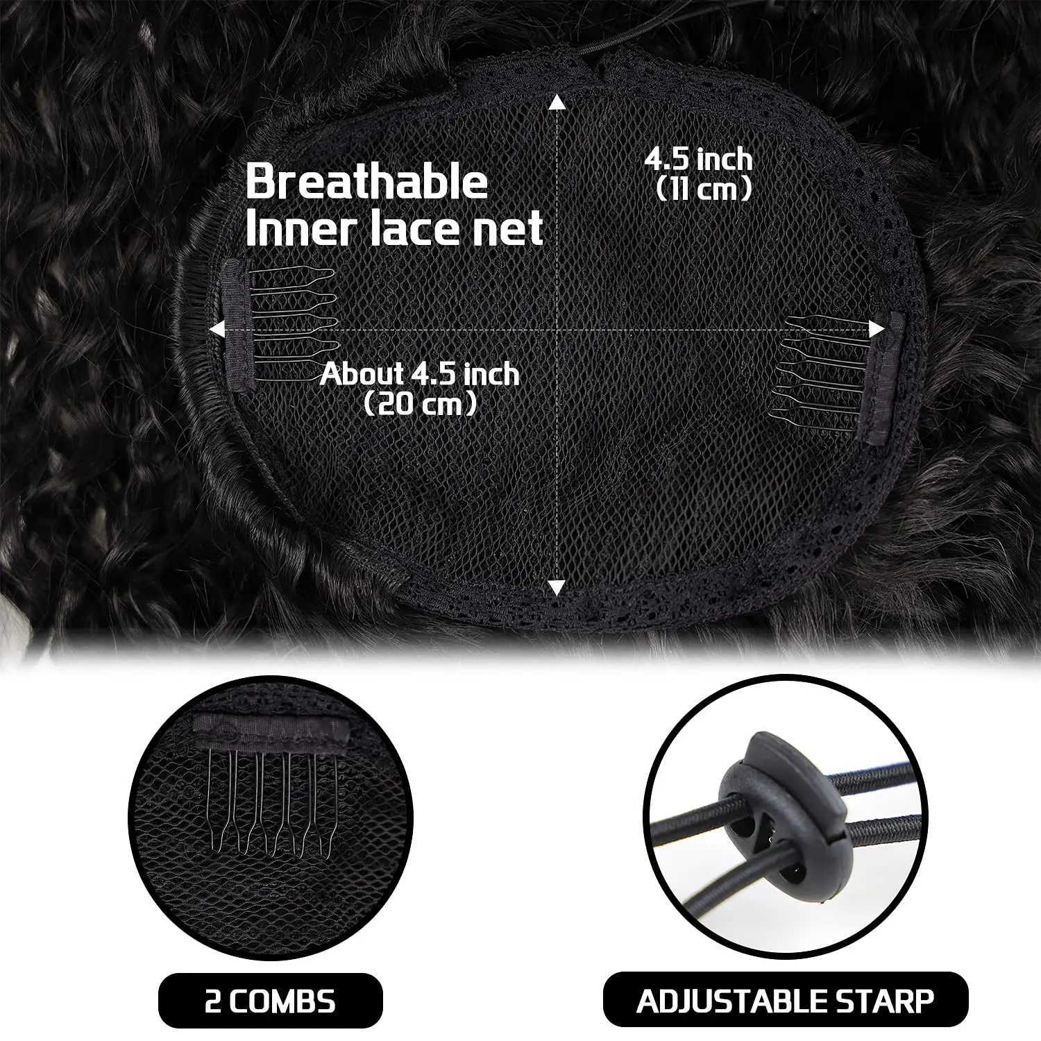 24 Inch Curly Ponytail Extensions Synthetic Deep Wave Drawstring Ponytail For Black Women Human Hair Feeling With ClipXJ241221