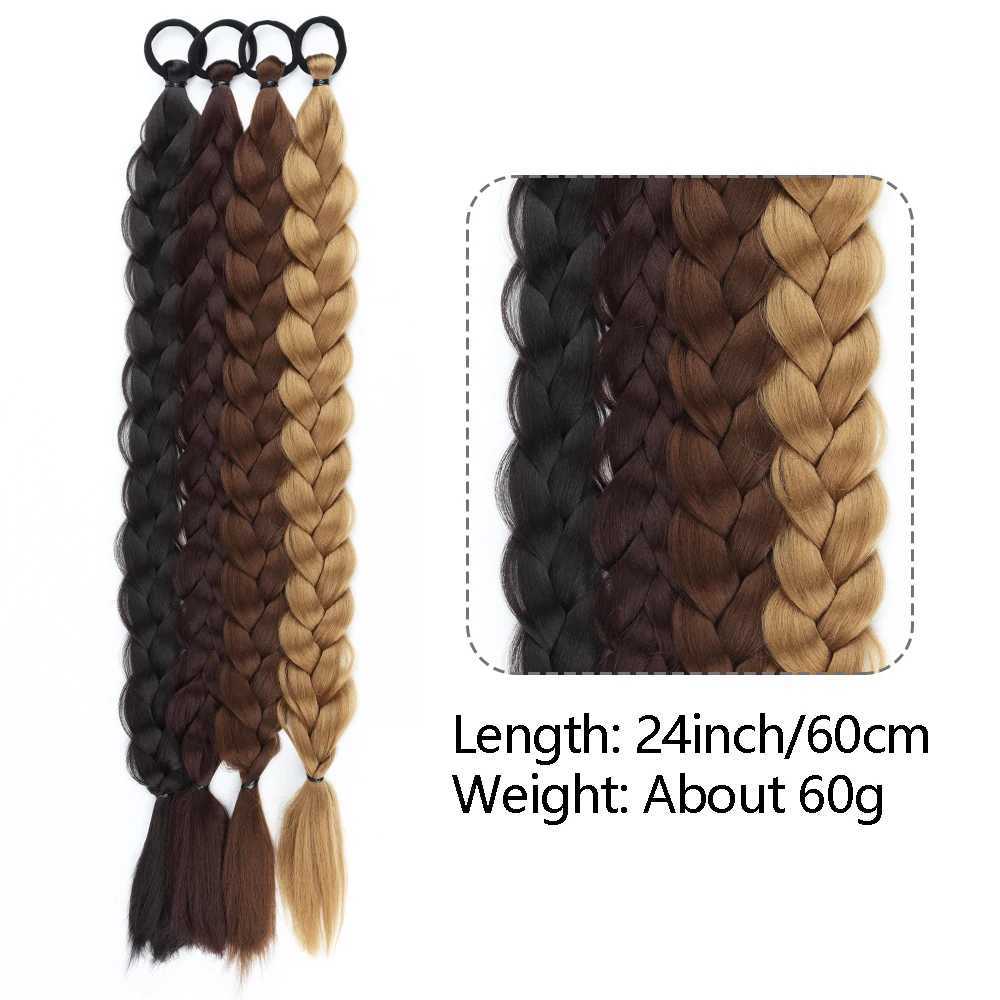 Synthetic Braided Ponytail Extensions Blonde Hairpiece Long Pony Tail With Hair Tie Rubber Band Hair Blonde For WomenXJ241221
